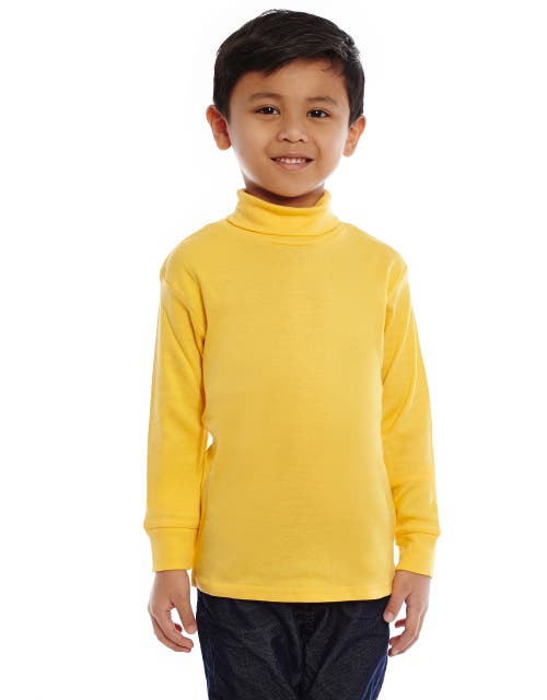 Leveret Kids Turtleneck, 100% Cotton, Solid Colors In Yellow