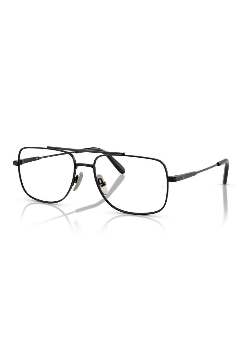 58mm Square Optical Glasses, Alternate, color, BLACK
