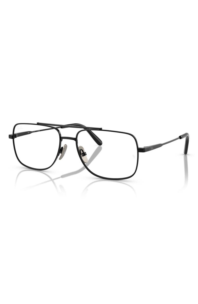 Ray-Ban 58mm Square Optical Glasses, Alternate, color, Black