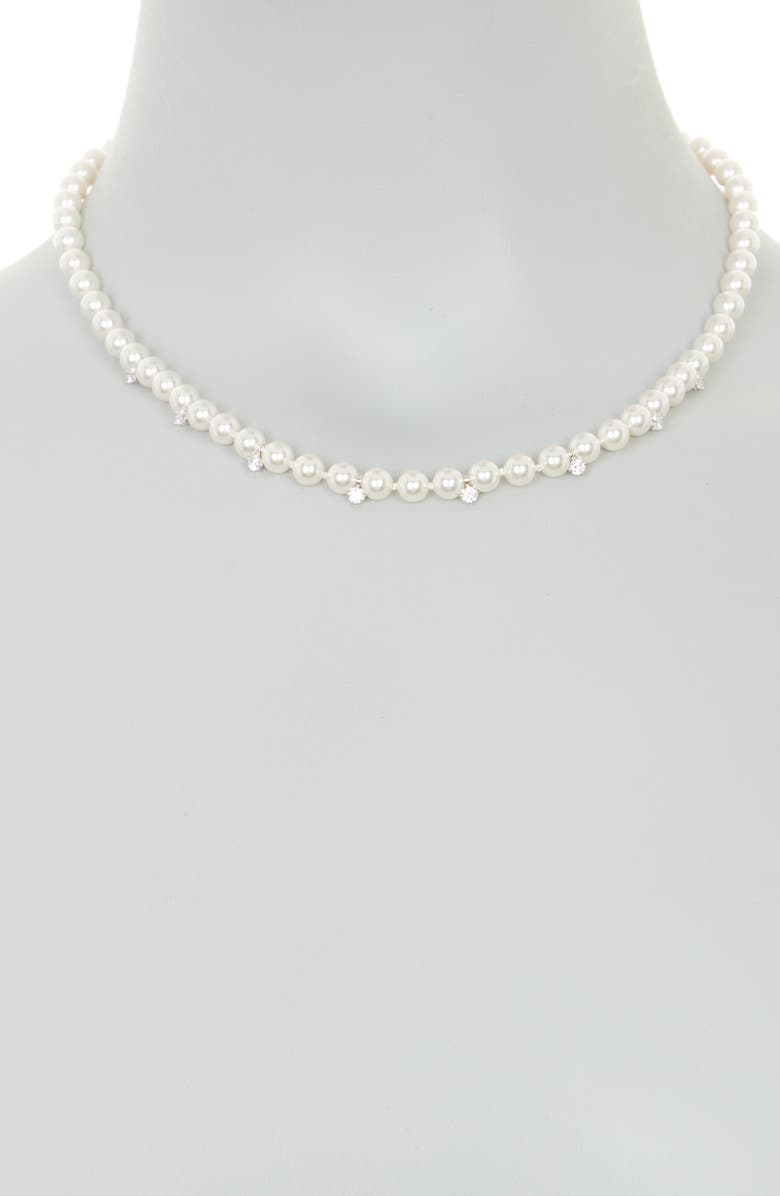 Nadri Camila Imitation Pearl & Cubic Zirconia Collar Necklace, Alternate, color,