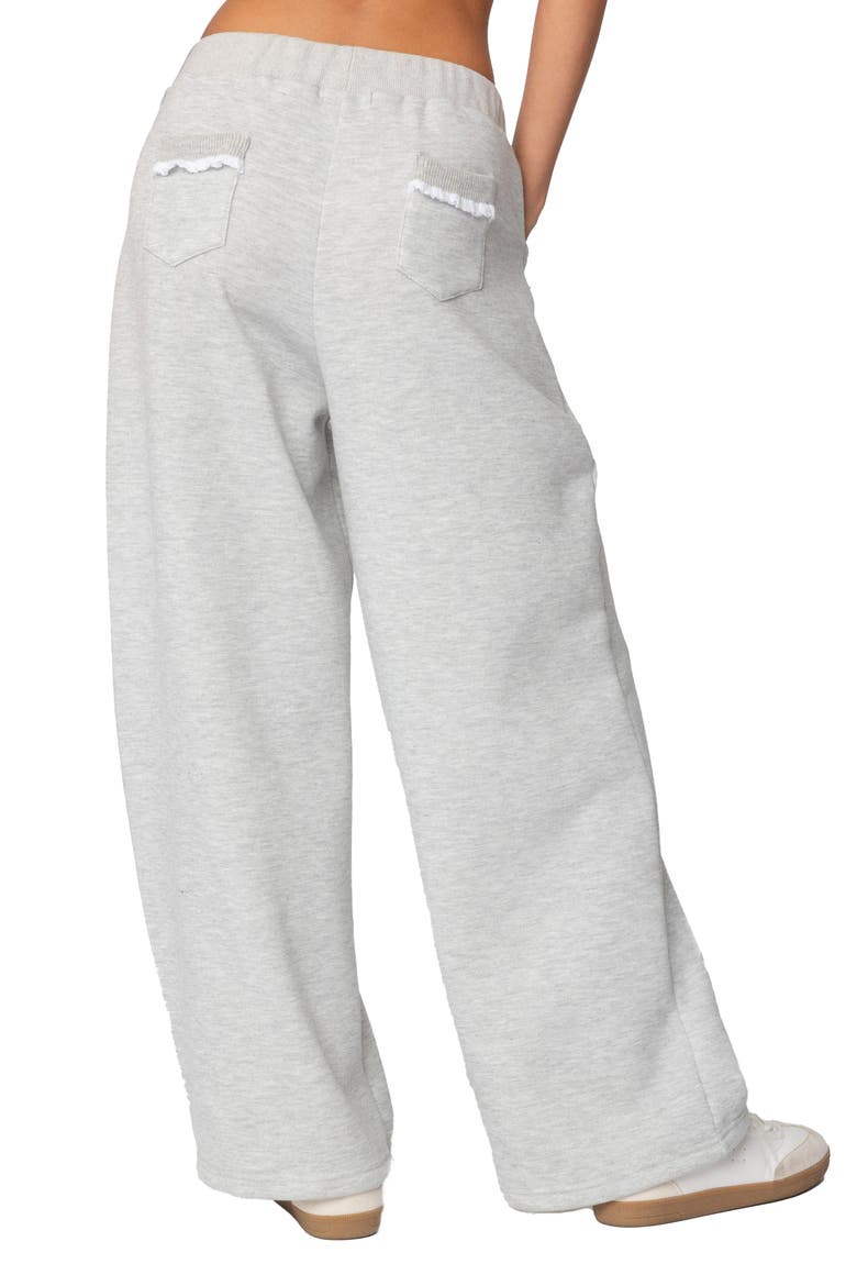 Ashtin Ruffle Trim Sweatpants, Alternate, color, GRAY-MELANGE