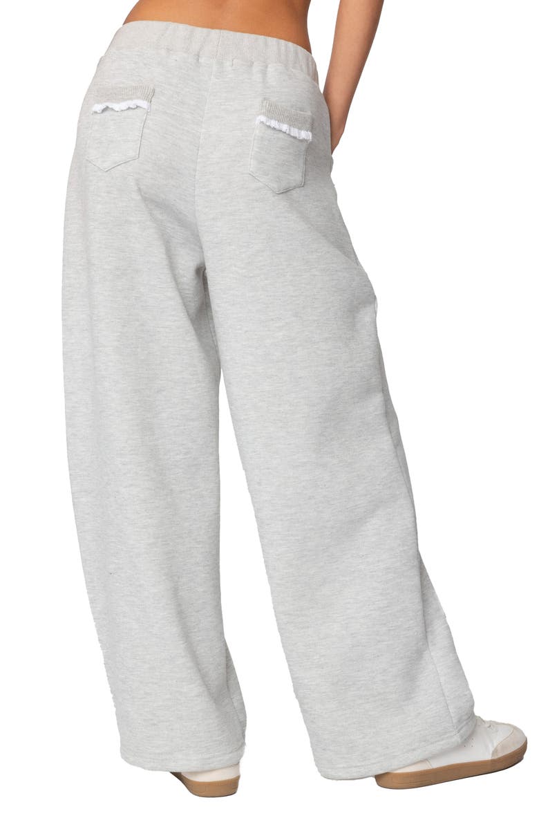 EDIKTED Ashtin Ruffle Trim Sweatpants, Alternate, color, Gray-Melange