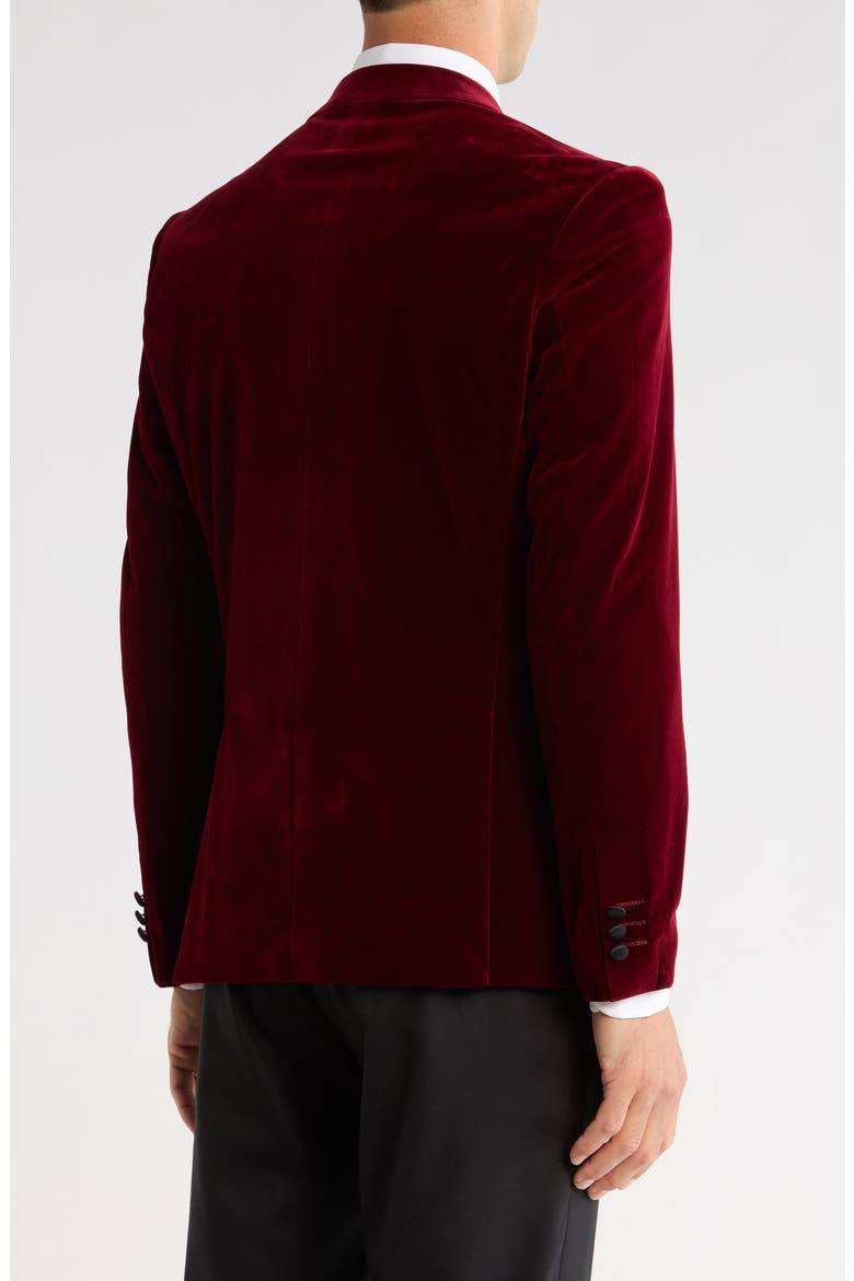 Peak Lapel Velvet Dinner Jacket, Alternate, color, BURGUNDY