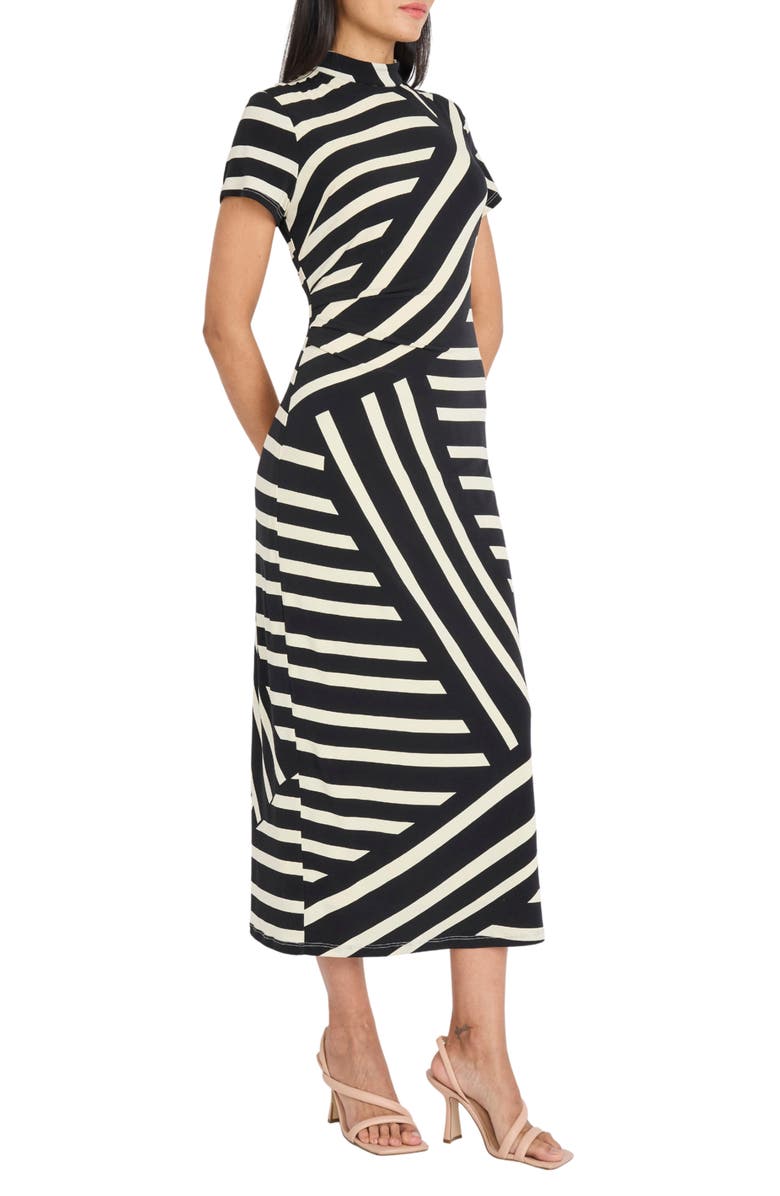 DONNA MORGAN FOR MAGGY Mock Neck Midi Dress, Alternate, color, Black/ Cream
