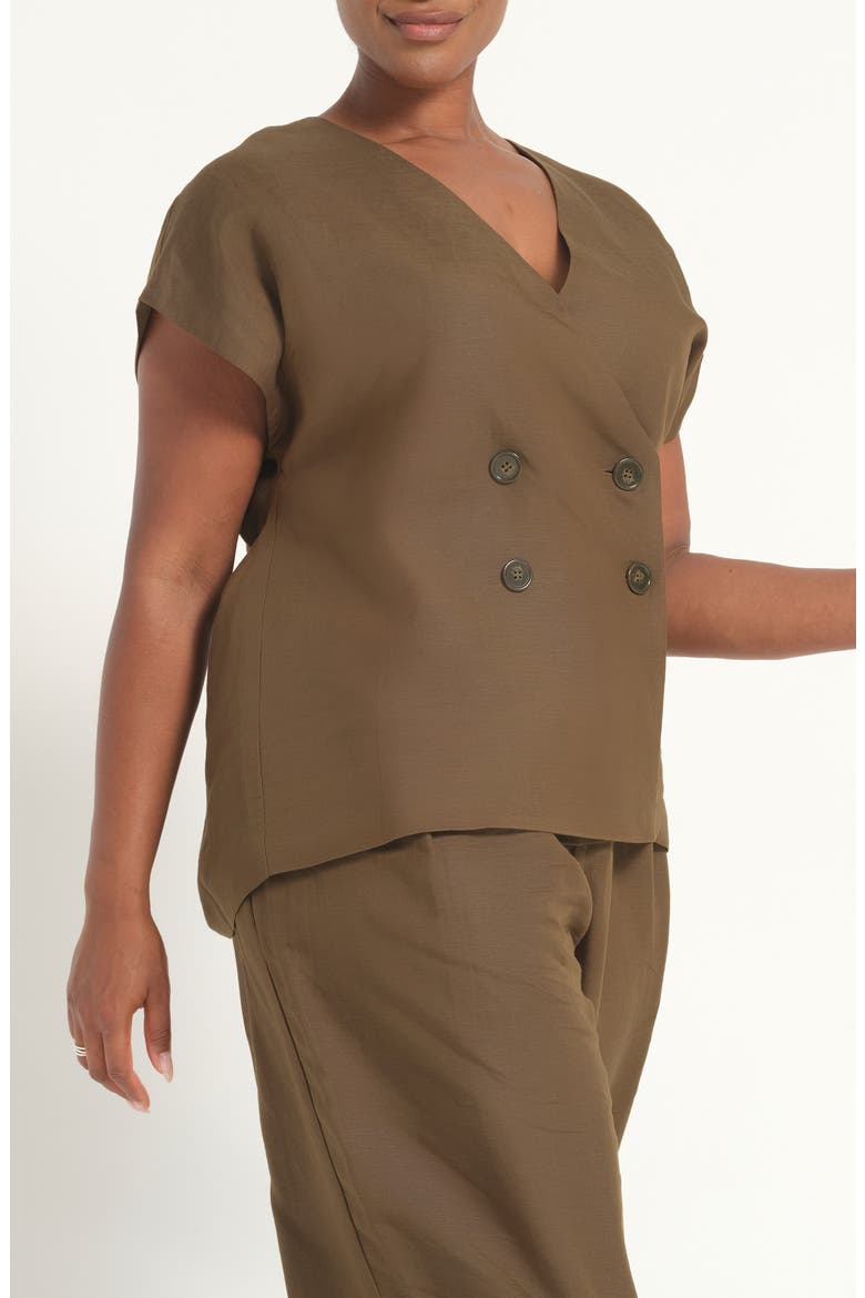Katrina Double Breasted Linen Blend Jacket, Alternate, color, FERN