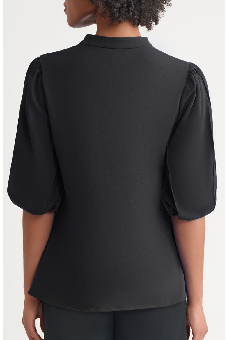 Deco Puff Sleeve Stretch Crepe Top, Alternate, color, BLACK