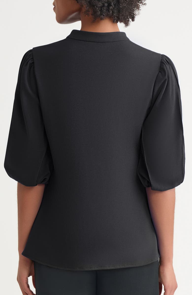 Ming Wang Deco Puff Sleeve Stretch Crepe Top, Alternate, color, Black