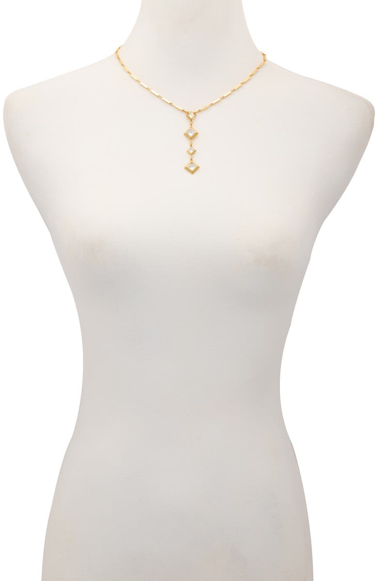 Vince Camuto Geometric Crystal Pendant Necklace, Alternate, color, Gold Tone