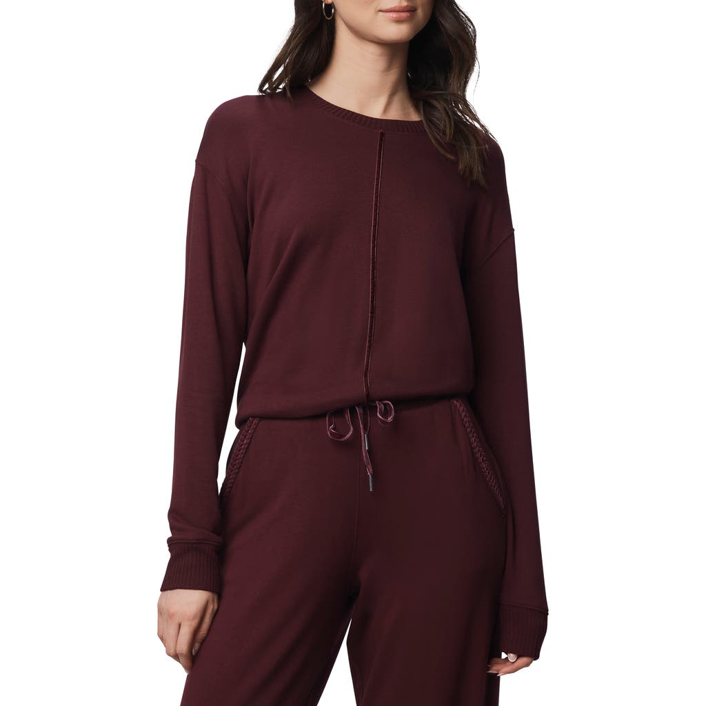Splendid Supersoft Trim Sweatshirt In Burgundy