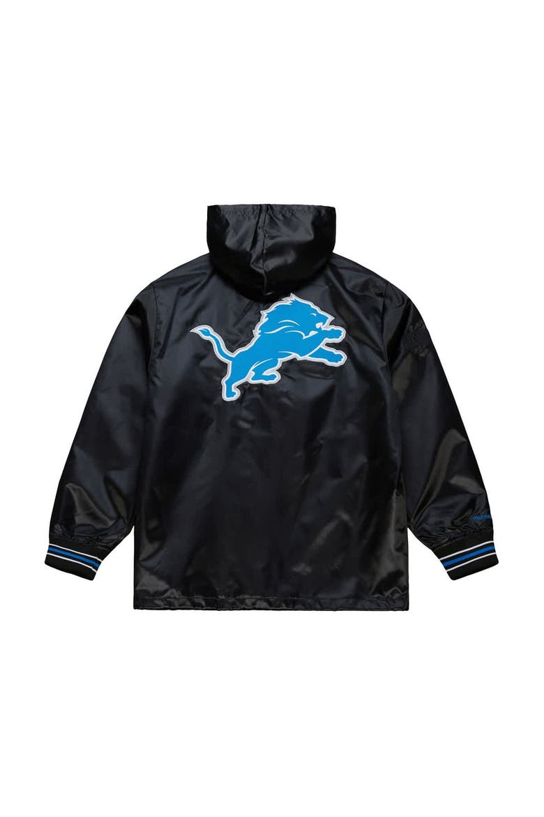 Men's Mitchell & Ness  Black Detroit Lions Downtown Satin Full-Snap Hooded Jacket, Alternate, color, Black