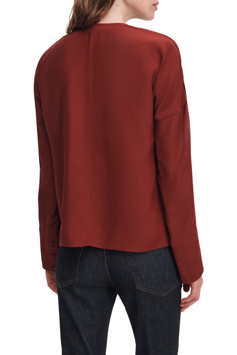 Vinnie Cowl Neck Silk Top, Alternate, color, RED