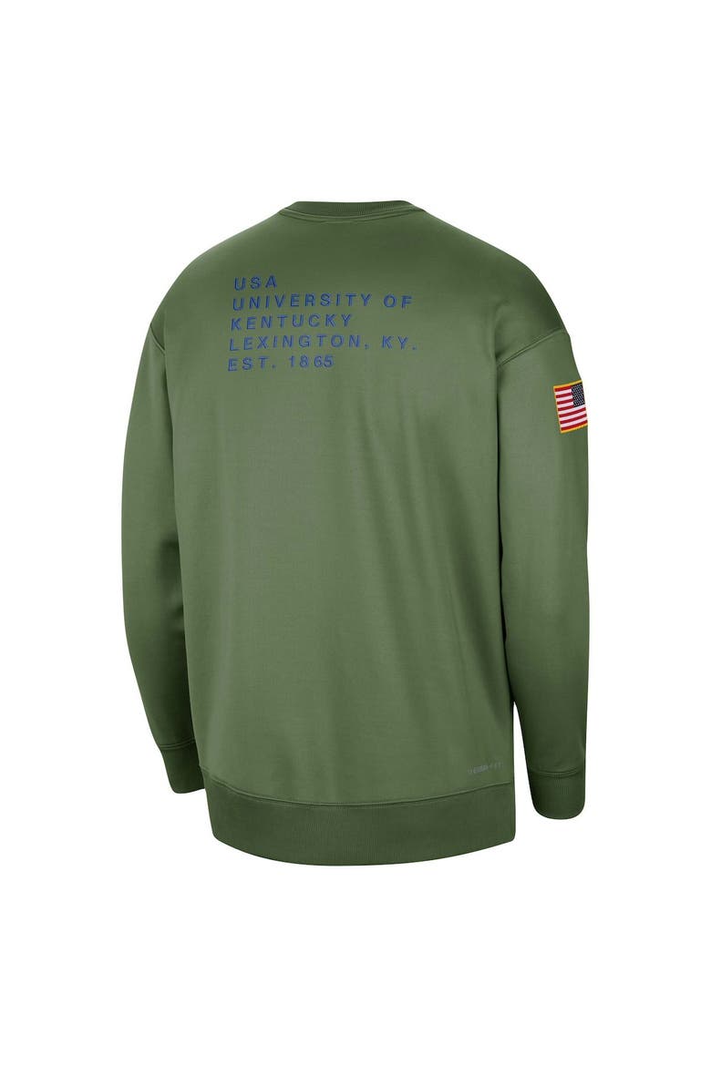 Women's Nike Olive Kentucky Wildcats Military Collection All-Time Performance Crew Pullover Sweatshirt, Alternate, color, Olive