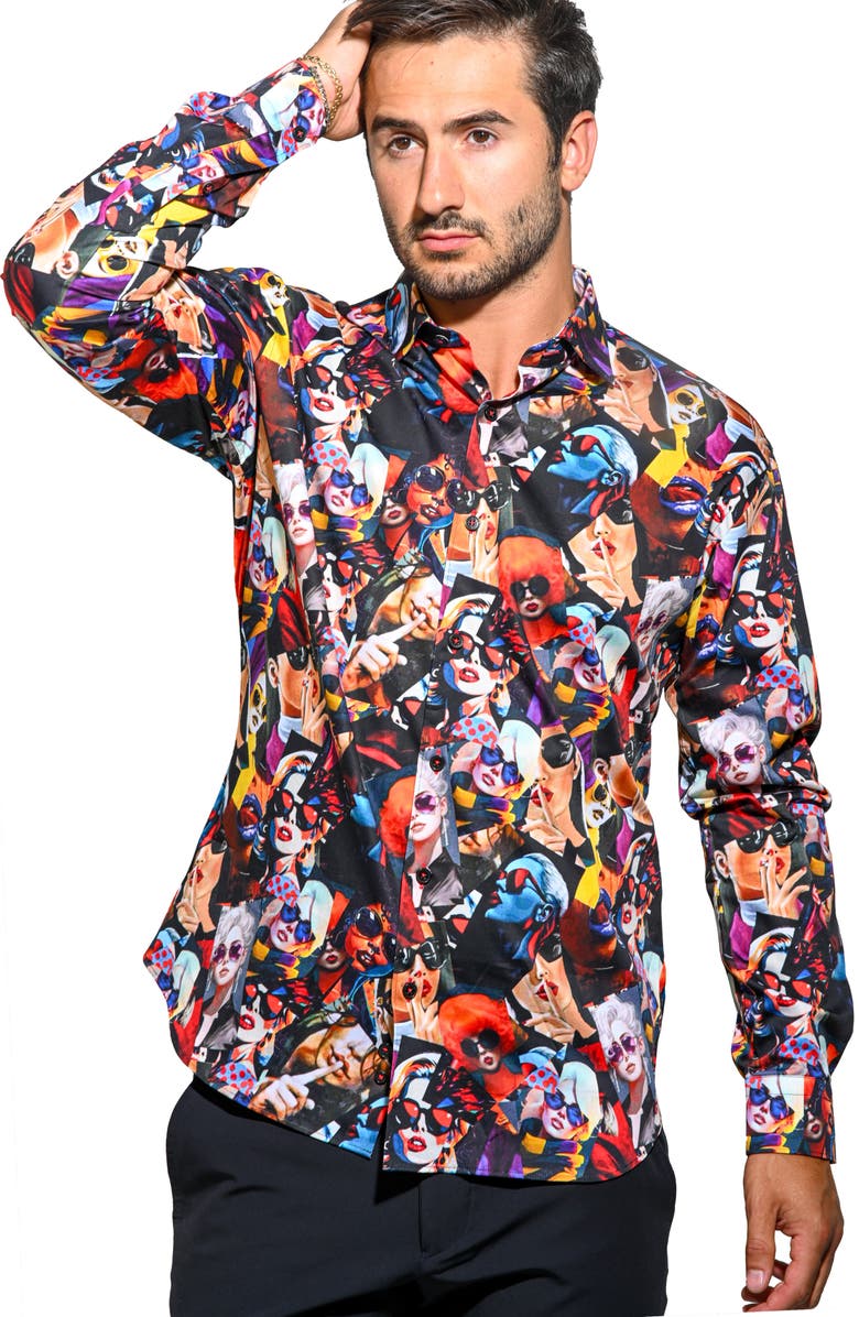 Maceoo Fibonacci Resistance Contemporary Fit Button-Up Shirt, Alternate, color, Black