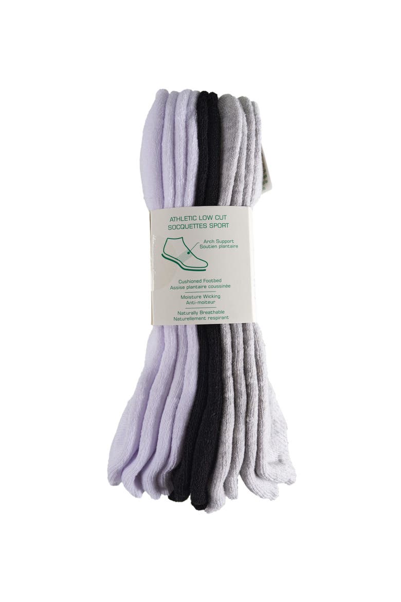 Organic Cotton Half Cushion Low Cut Sock 5-Pack, Alternate, color, Grey White Black