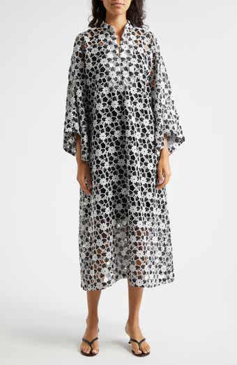 Cutout Floral Lace Cover-Up Caftan