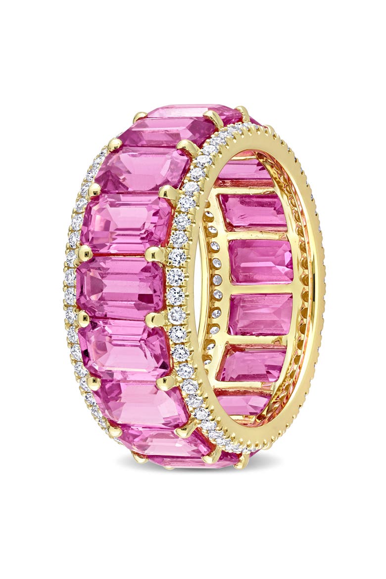Gemstone & Diamond Eternity Ring 14k, Alternate, color, Pink Sapphire/Rose Gold