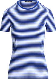 Lauren Ralph Lauren Stripe Cotton Ringer Neck T-Shirt