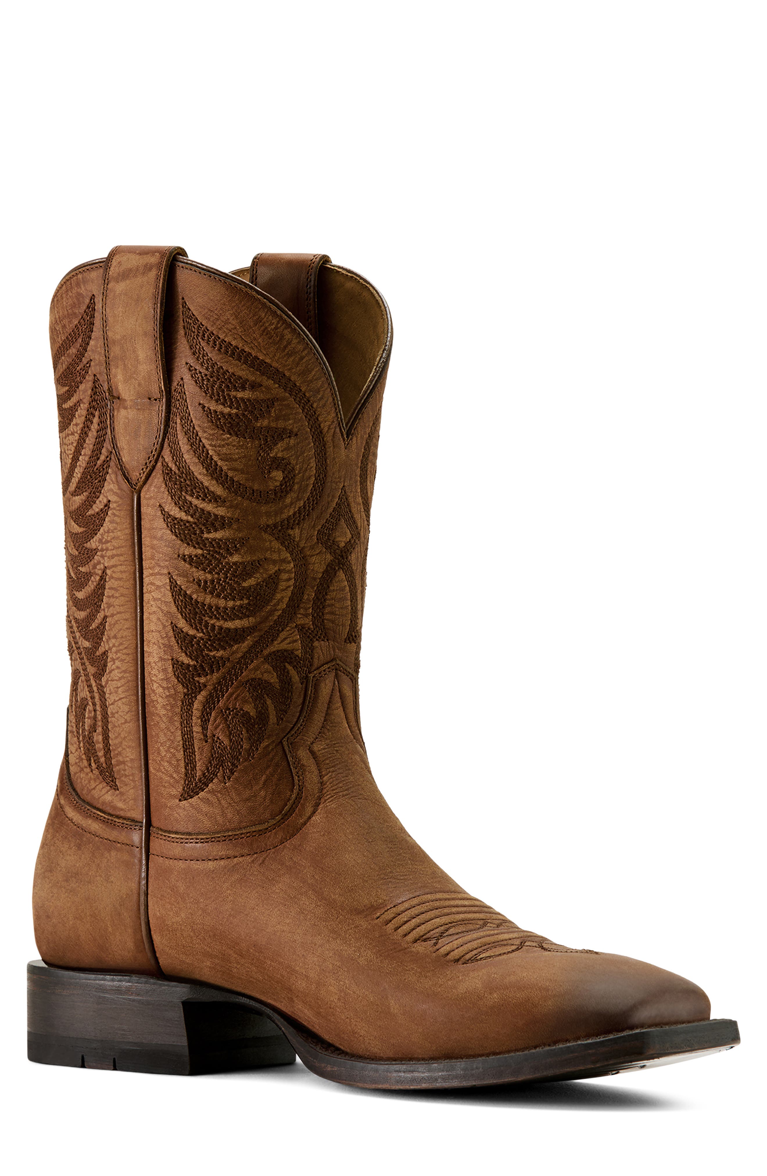 Ariat Wiley Wide Square Toe Cowboy Boot, Main, color, Renaissance Brown