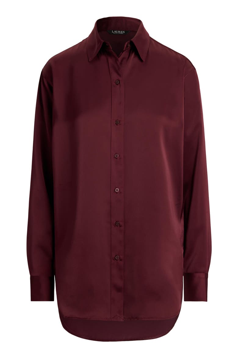 Long Sleeve Charmeuse Shirt, Alternate, color, RED