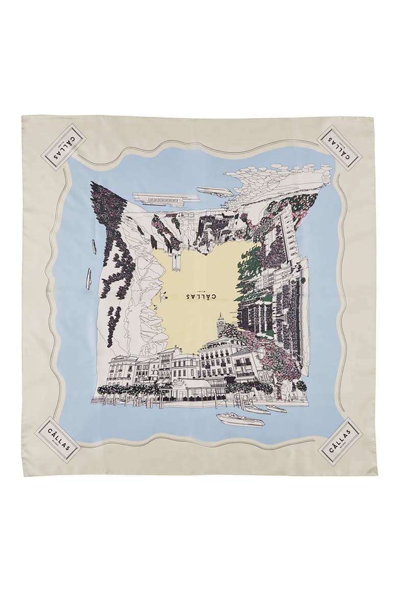 Callas Milano Como Lake Como Silk Scarf, Main, color, Beige