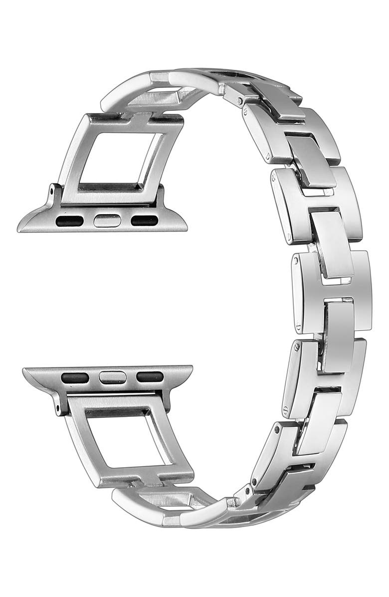 The Posh Tech Journey Stainless Steel Apple Watch<sup>®</sup> Watchband, Alternate, color, Silver