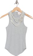 Cinq à Sept Lizzie Faux Pearl Chain Embellished Rib Tank