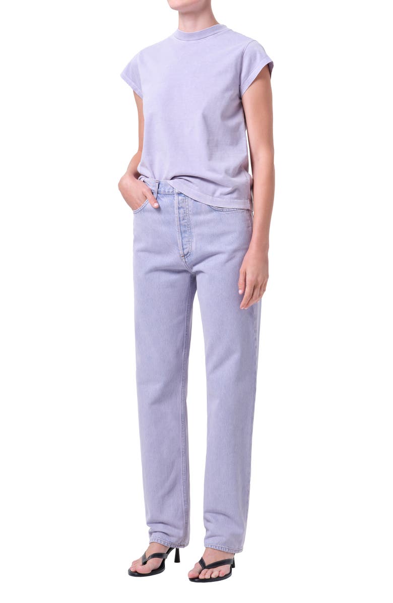 AGOLDE Long Line Bryce Cap Sleeve T-Shirt, Alternate, color, Acid Lilac Lilac