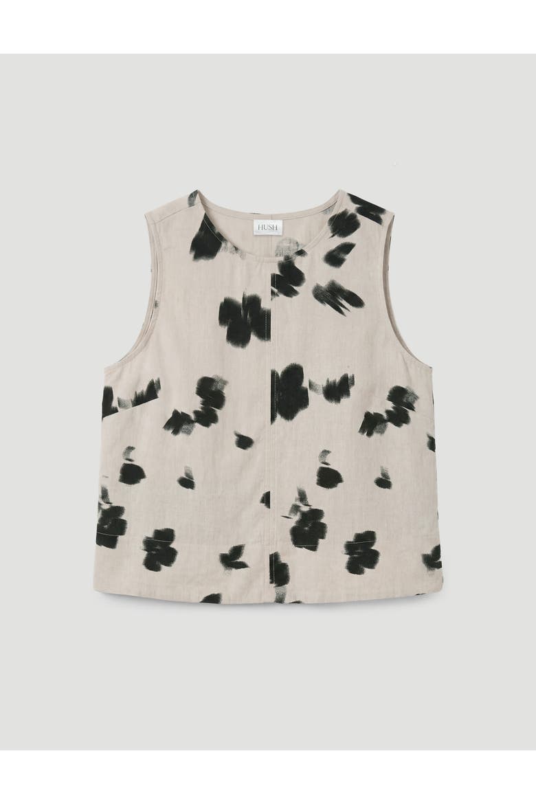 Vera Linen Blend Shell Top, Alternate, color, Blurred Floral Ecru