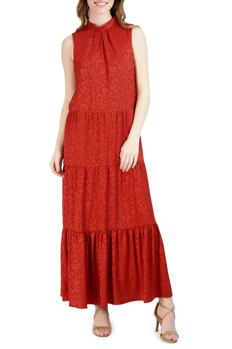 Tiered Sleeveless Maxi Dress, Main, color, RUST