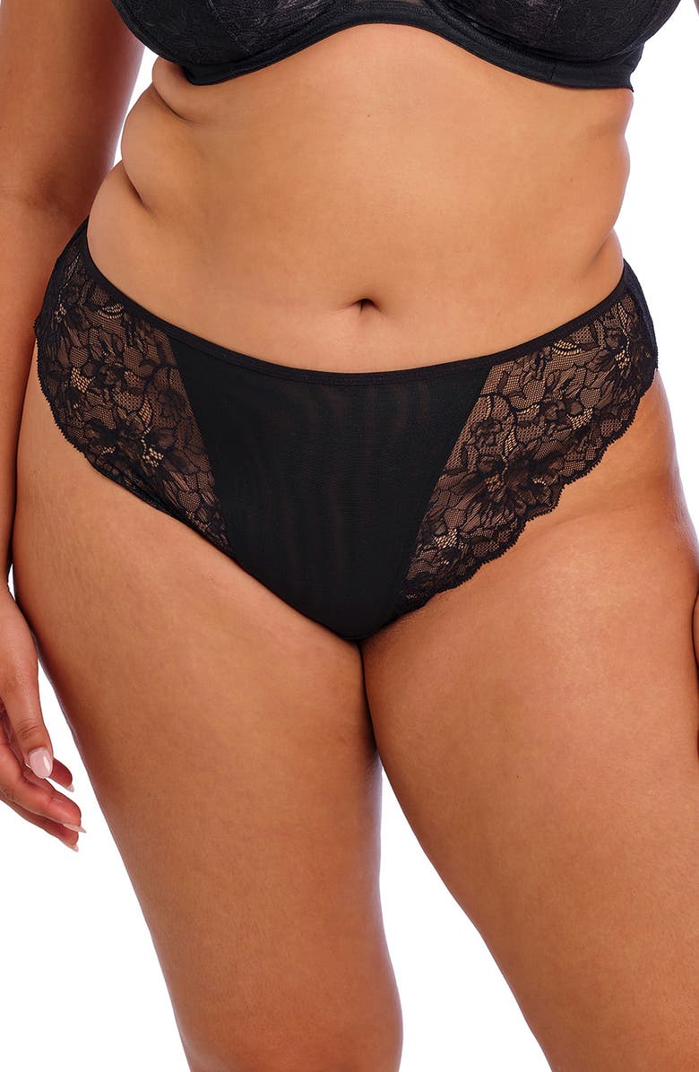Elomi Brianna Lace & Mesh Thong, Alternate, color, 