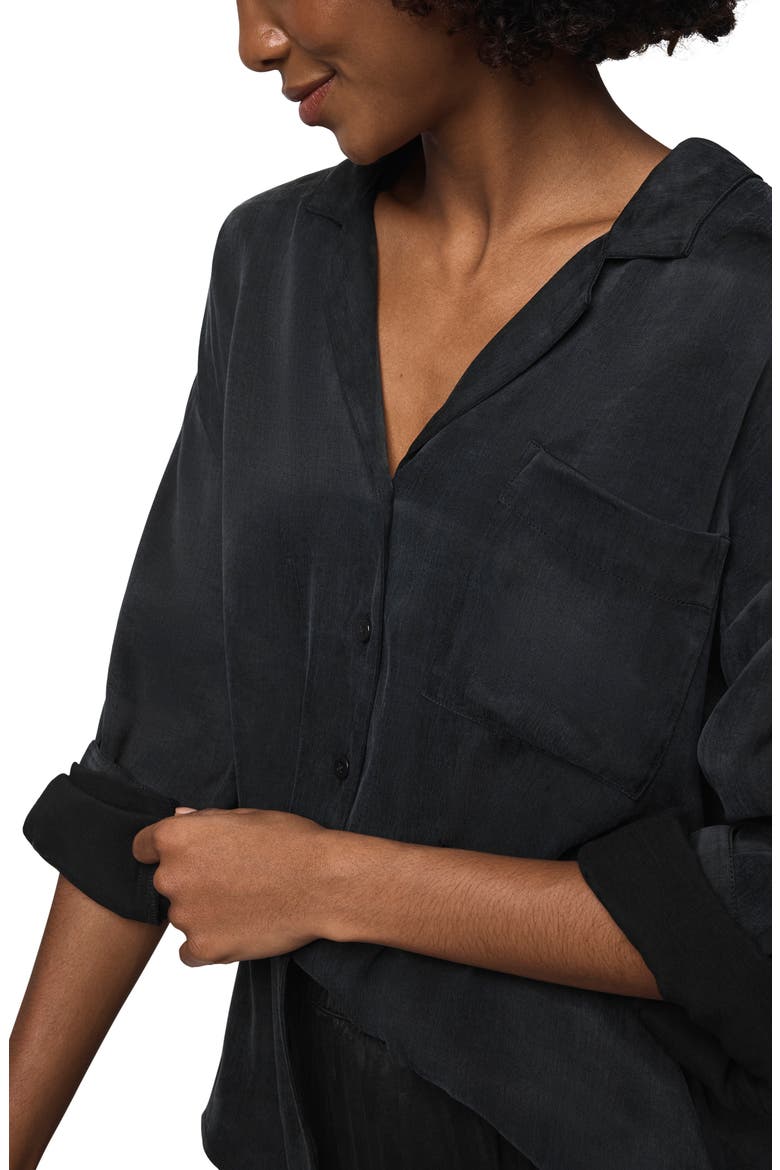 Serena Satin Shirt, Alternate, color, BLACK