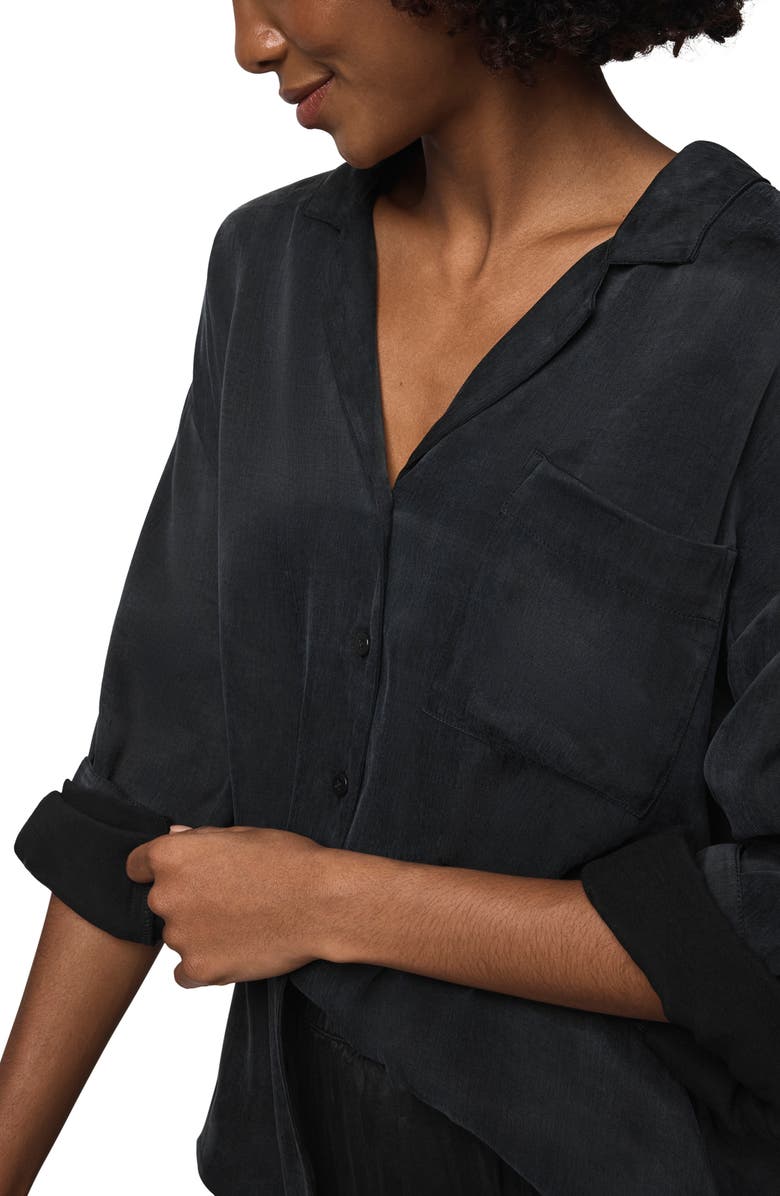 Splendid Serena Satin Shirt, Alternate, color, Black
