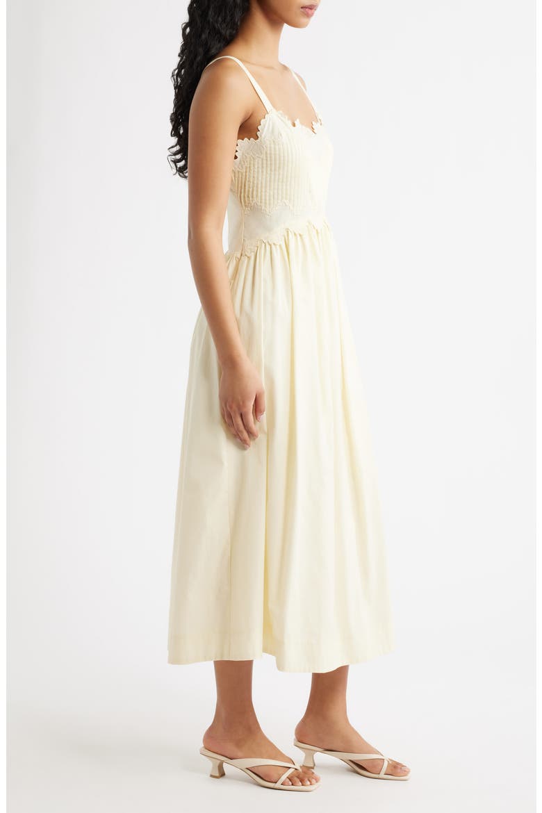 Embroidered Sleeveless Cotton Midi Dress, Alternate, color, BUTTER YELLOW