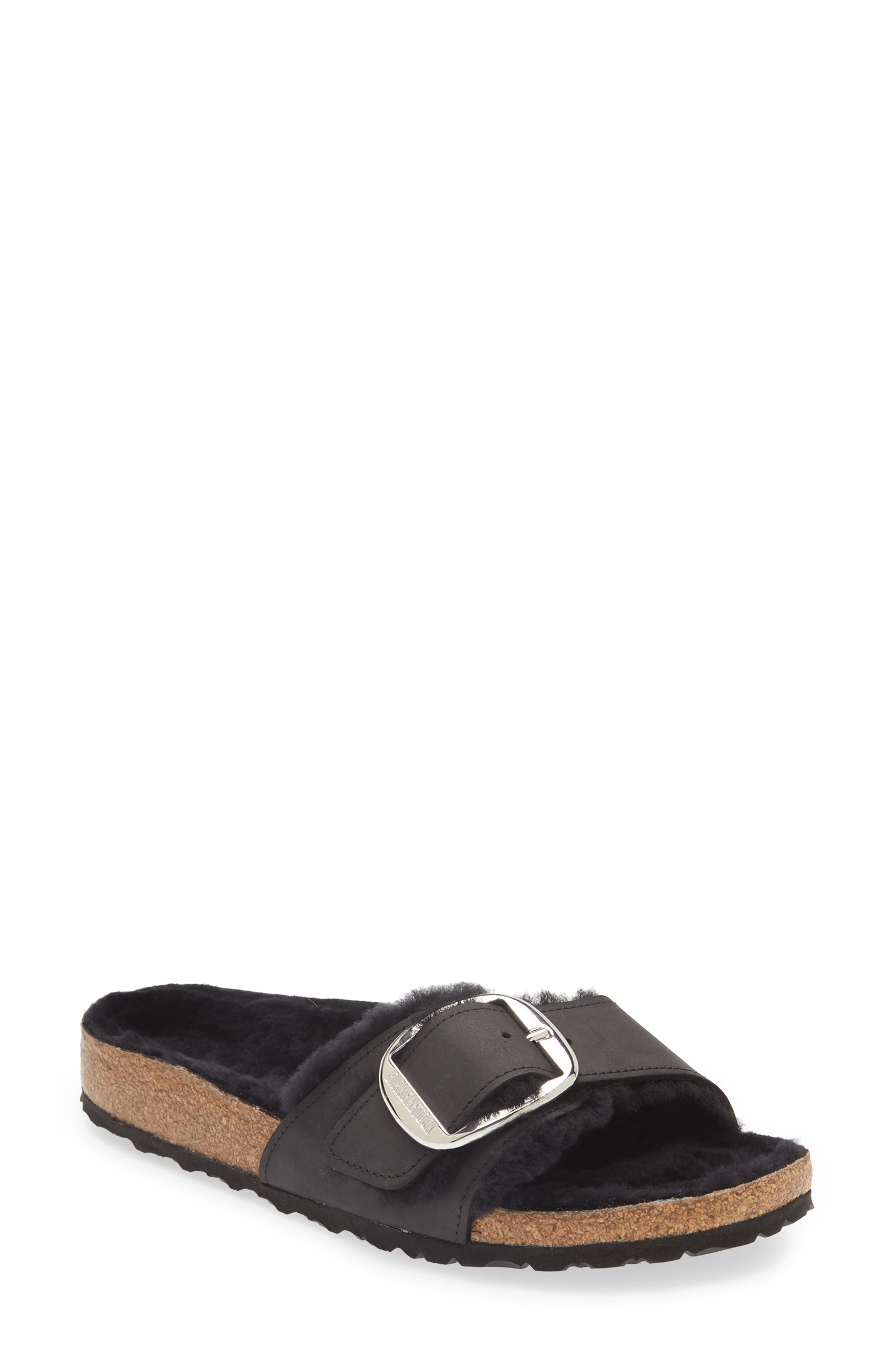 Birkenstock Madrid Big Buckle Genuine Shearling Lined Sandal, Main, color, 