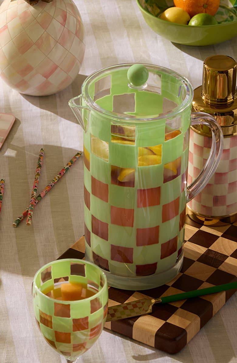 MACKENZIE CHILDS Green Check Acrylic Pitcher, Alternate, color, Green