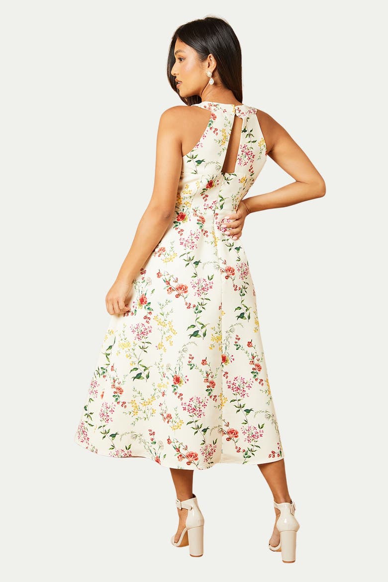 Petite Ottoman Twill Halter Midi Dress, Alternate, color, Ivory