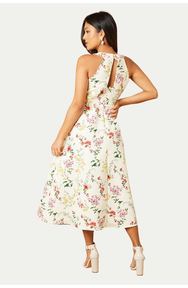 Oasis Petite Ottoman Twill Halter Midi Dress, Alternate, color, Ivory