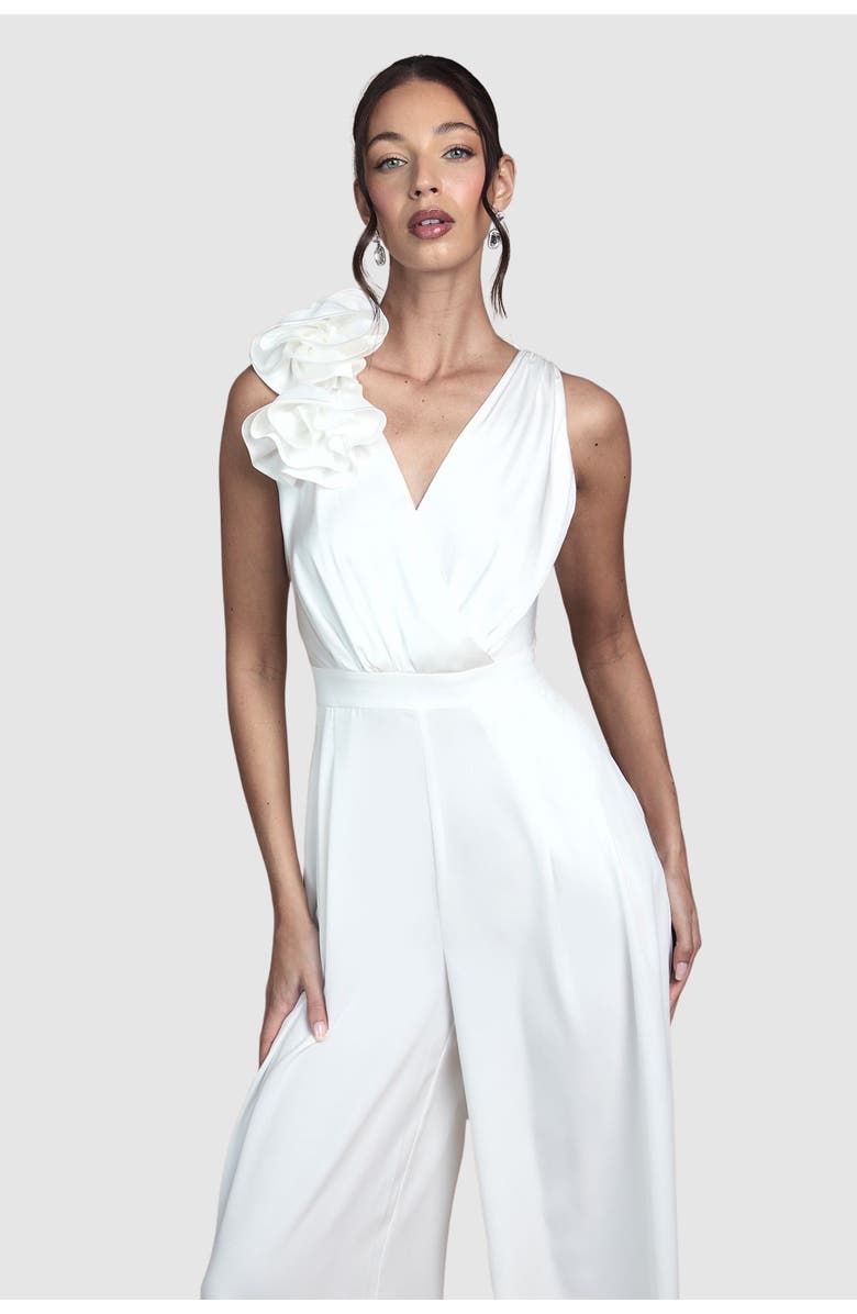Coast Corsage Cowl Back Bridal Jumpsuit, Alternate, color, Ivory
