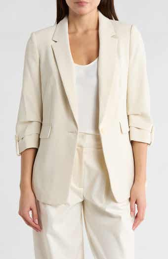 DKNY Aero Ruched Sleeve Crepe Blazer