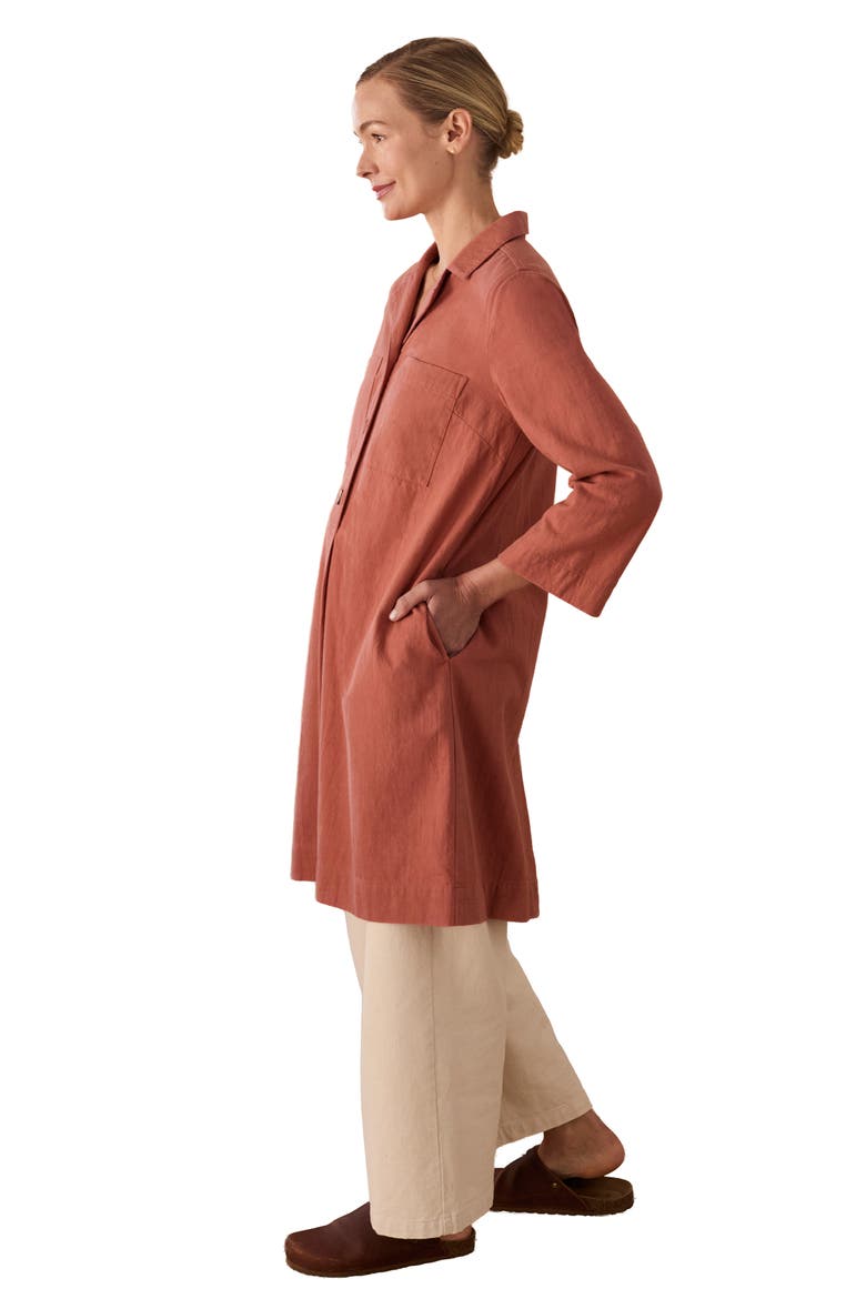 Placket Detail Knee Length Dress, Alternate, color, Redwood