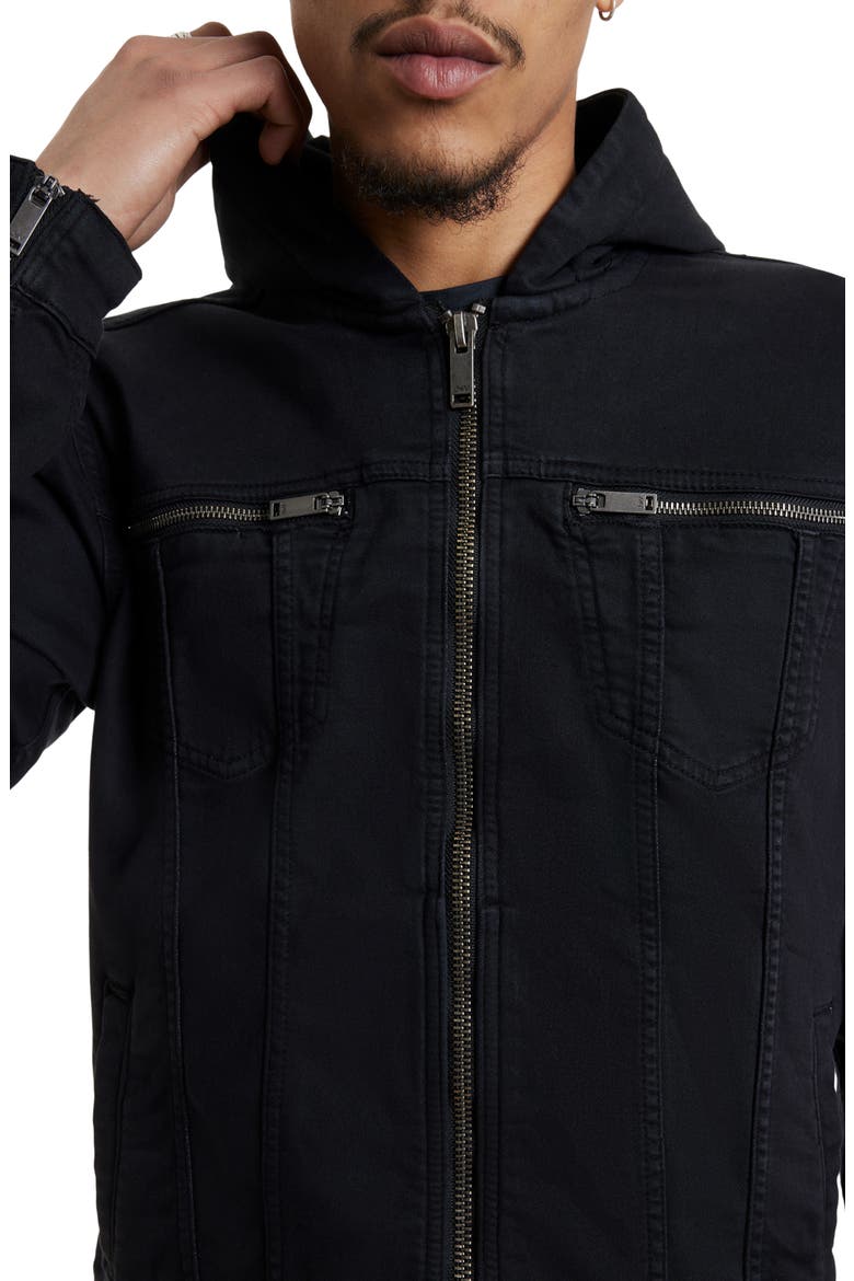 Scotty Hooded Trucker Jacket, Alternate, color, BLACK