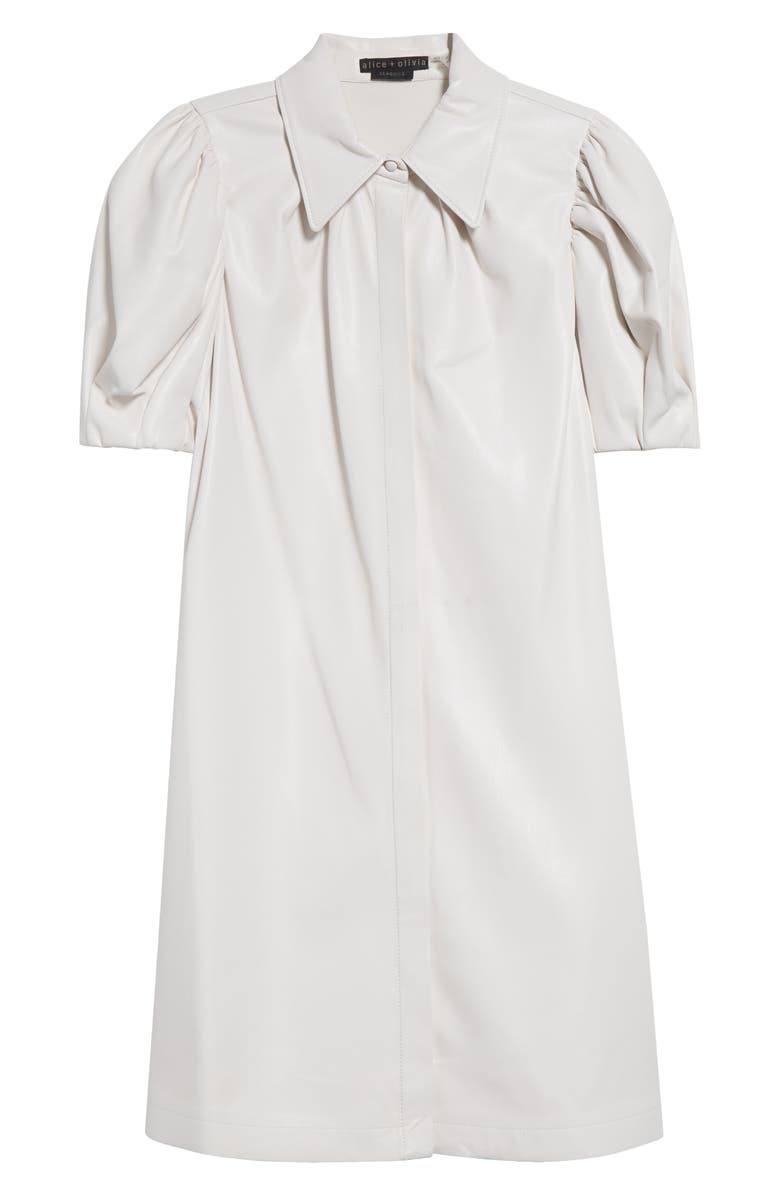 Alice + Olivia Jem Faux Leather Shift Dress, Alternate, color, Off White