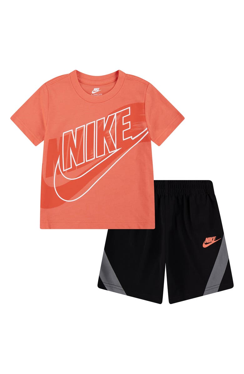 Nike Kids' On the Move Logo Graphic T-Shirt & Shorts Set, Main, color, Black