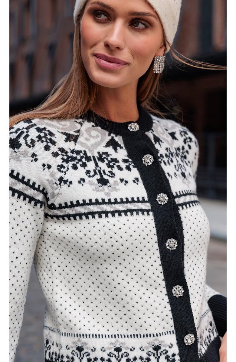 Generation Love Sade Fairisle Cardigan, Alternate, color, Geometric, White