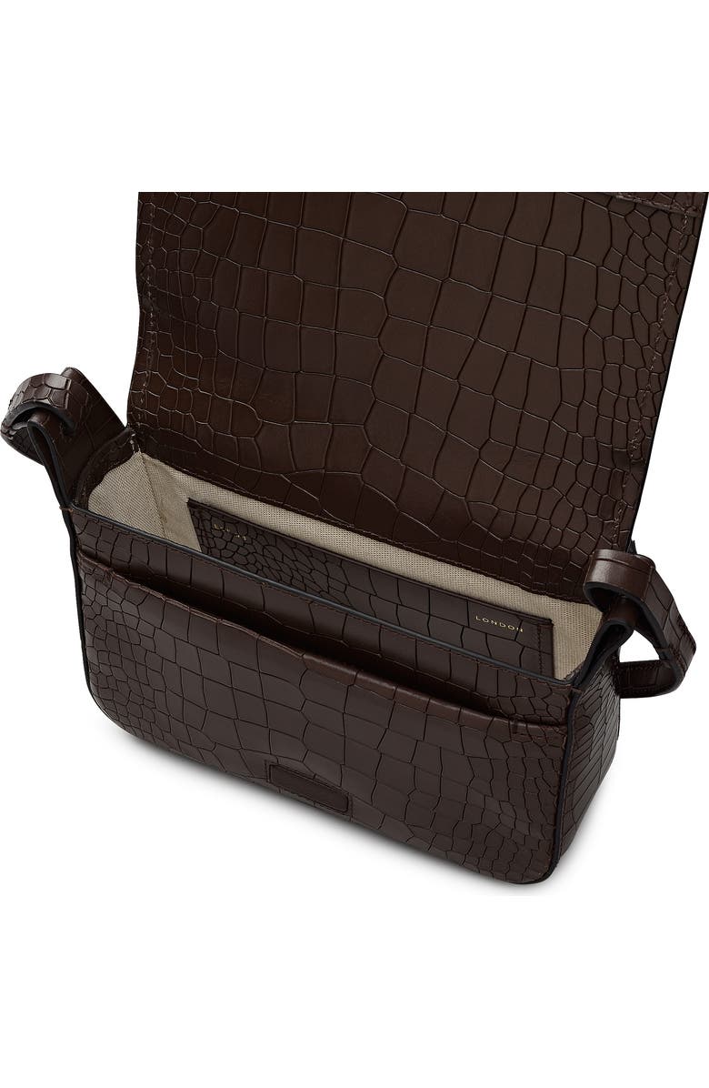 Radley Westwell Lane - Faux Croc Small Flapover Crossbody, Alternate, color, Dark Oak