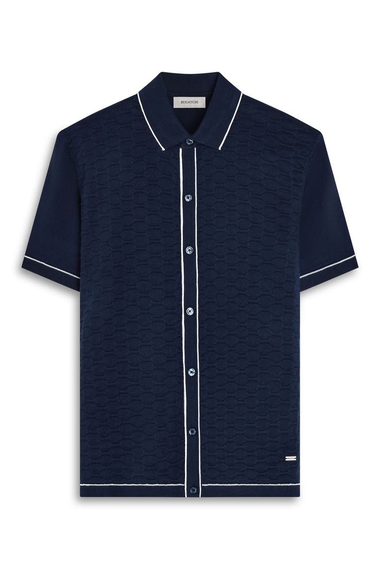 Short Sleeve Full Button Sweater, Alternate, color, NAVY