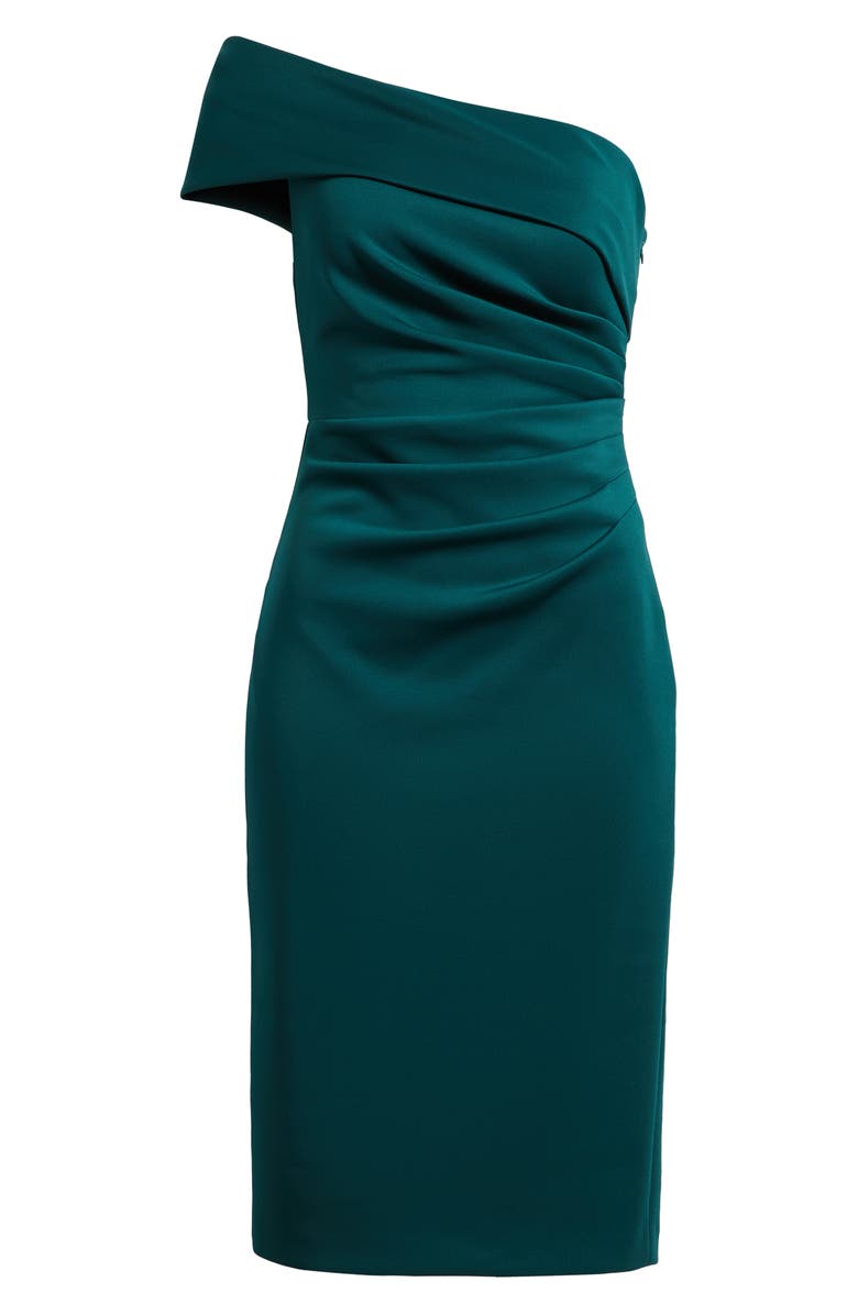 Eliza J Ruched One-Shoulder Satin Cocktail Dress, Alternate, color,