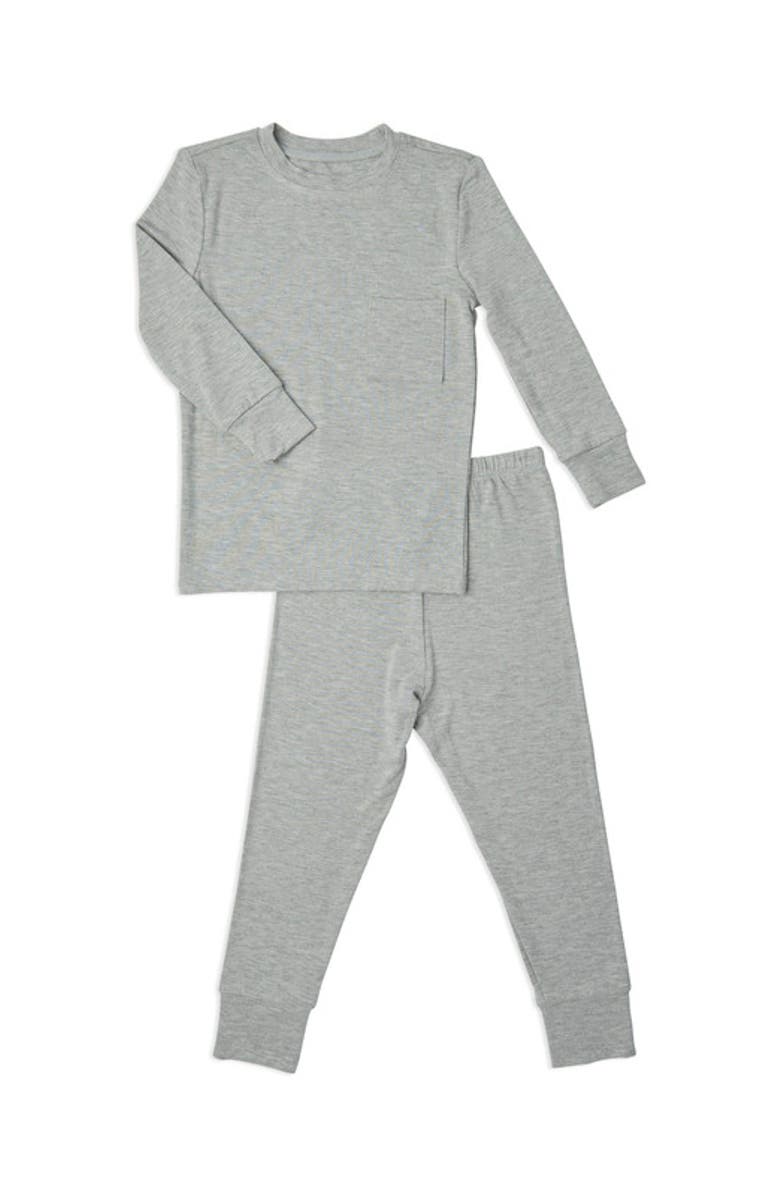 Everly Grey Emerson Fitted Long Sleeve 2-Piece Pajamas, Main, color, Heather Grey Solid