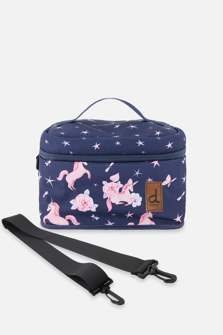 Unicorn Charming Practical Spacious Lunch Box, Main, color, Navy Unicorn Print