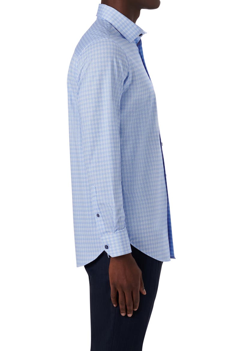 OoohCotton® Geometric Print Button-Up Shirt, Alternate, color, SKY